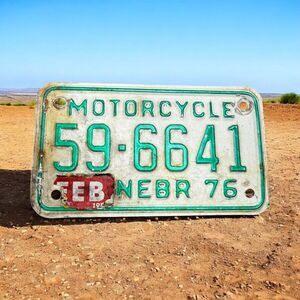License Plate Vintage Motorcycle Sarpy County Nebraska 1976 59-6641 Rustic USA